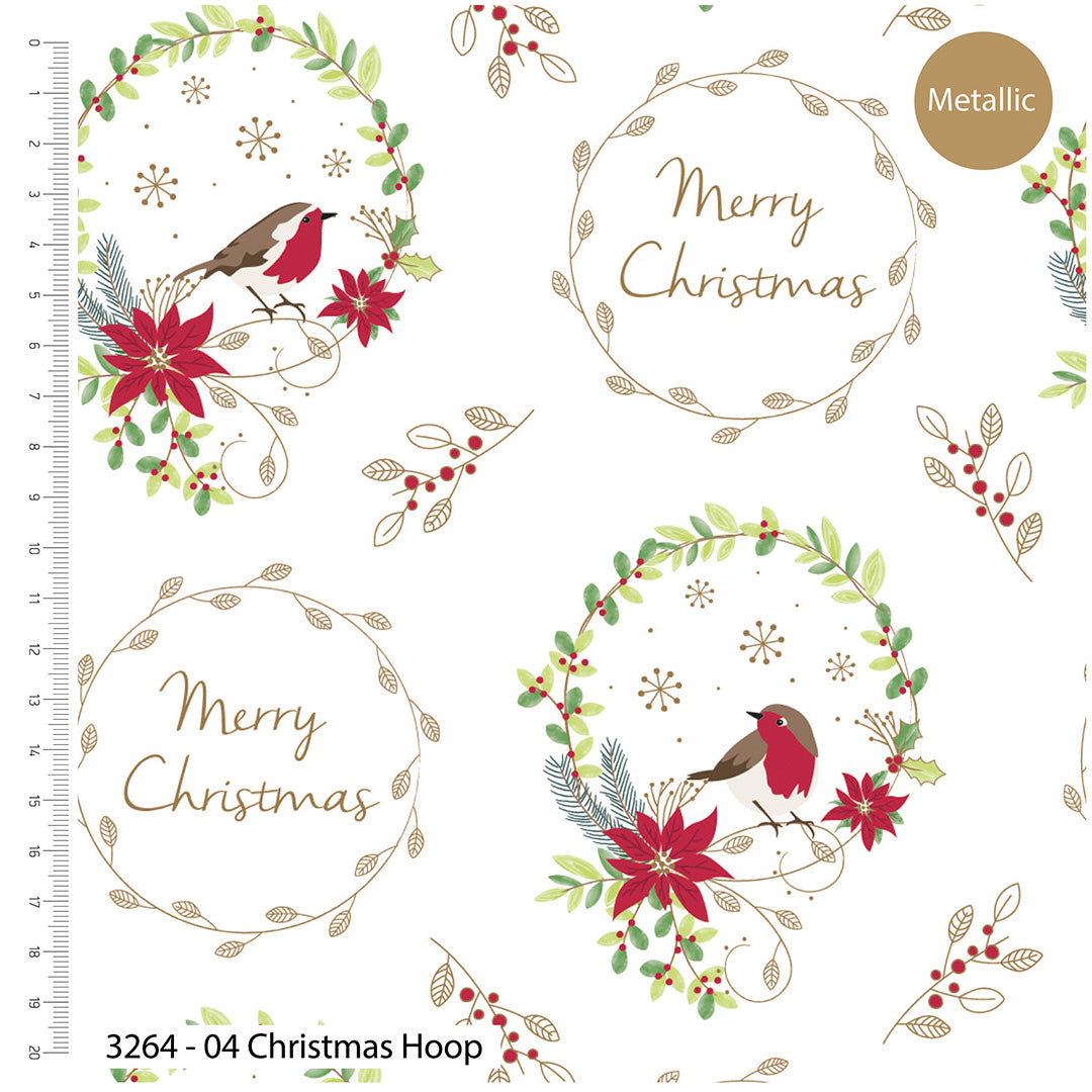 Traditional Poinsettia–Premium Cotton Printed Christmas Fabric-100% Cotton Fabric- By Meter, Half Meter, Long Quarter or Fat Quarters
