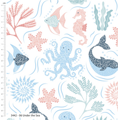Tranquil Shores by M+B – 100% Organic Cotton Prints 112cm Wide Digitally Printed Fabric for Crafting, Quilting, Dressmaking