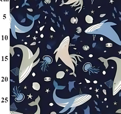 Rose & Hubble 100% Cotton Fishes Poplin Cotton Printed Animal Fabric 112cm Wide for Crafting, Sewing Fabric, Patchwork, and Dressmaking