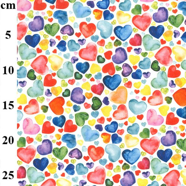 Rose & Hubble Multi Heart 100% Cotton Fabric 150cm Wide Digtal Printed Fabric for Crafting, Sewing, Patchwork, and Kid's Craft