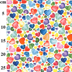 Rose & Hubble Multi Heart 100% Cotton Fabric 150cm Wide Digtal Printed Fabric for Crafting, Sewing, Patchwork, and Kid's Craft