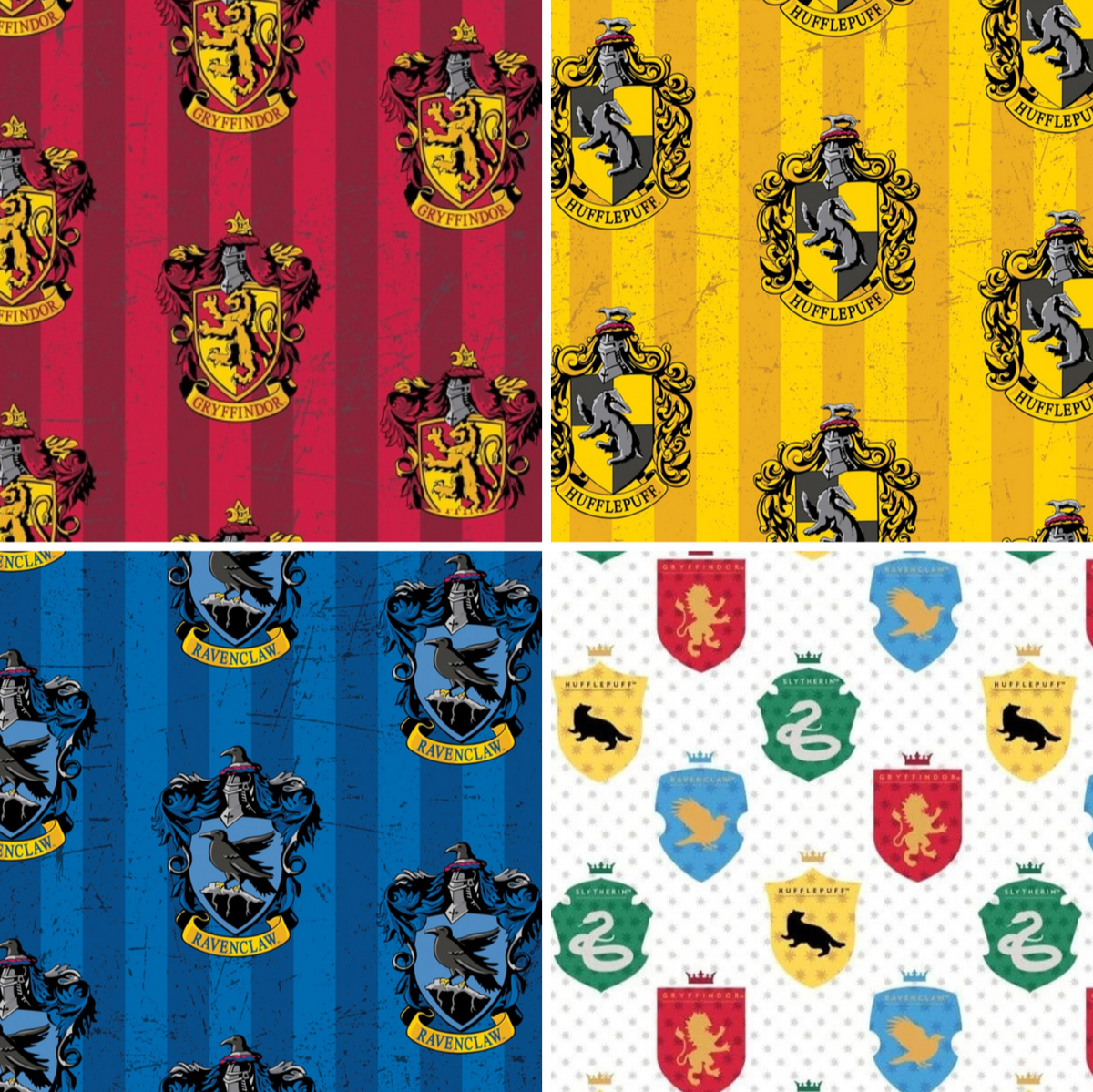 Harry Potter Houses Fat Quarters Fabric Bundle, Pack of 4, Multi, 100% Cotton