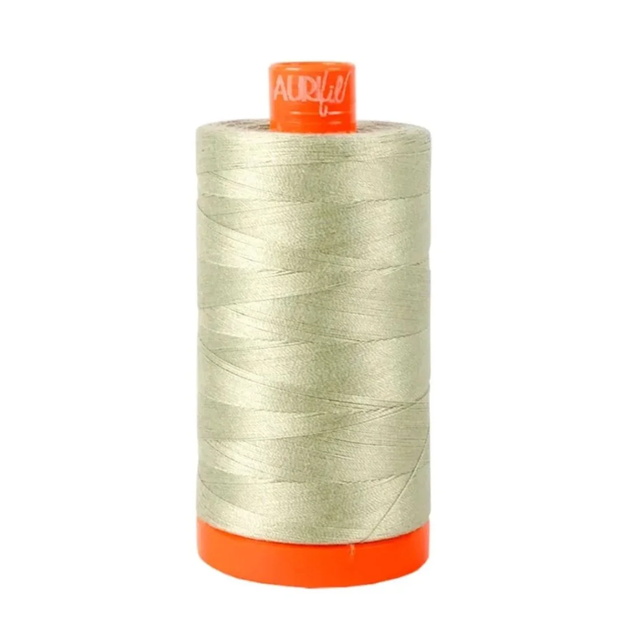 Aurifil Mako Cotton Solid 50WT Light Laurel Green Cotton 1 Large Spool - 1 x 1422 yd Ideal for Machine Embroidery, Quilting and Sewing