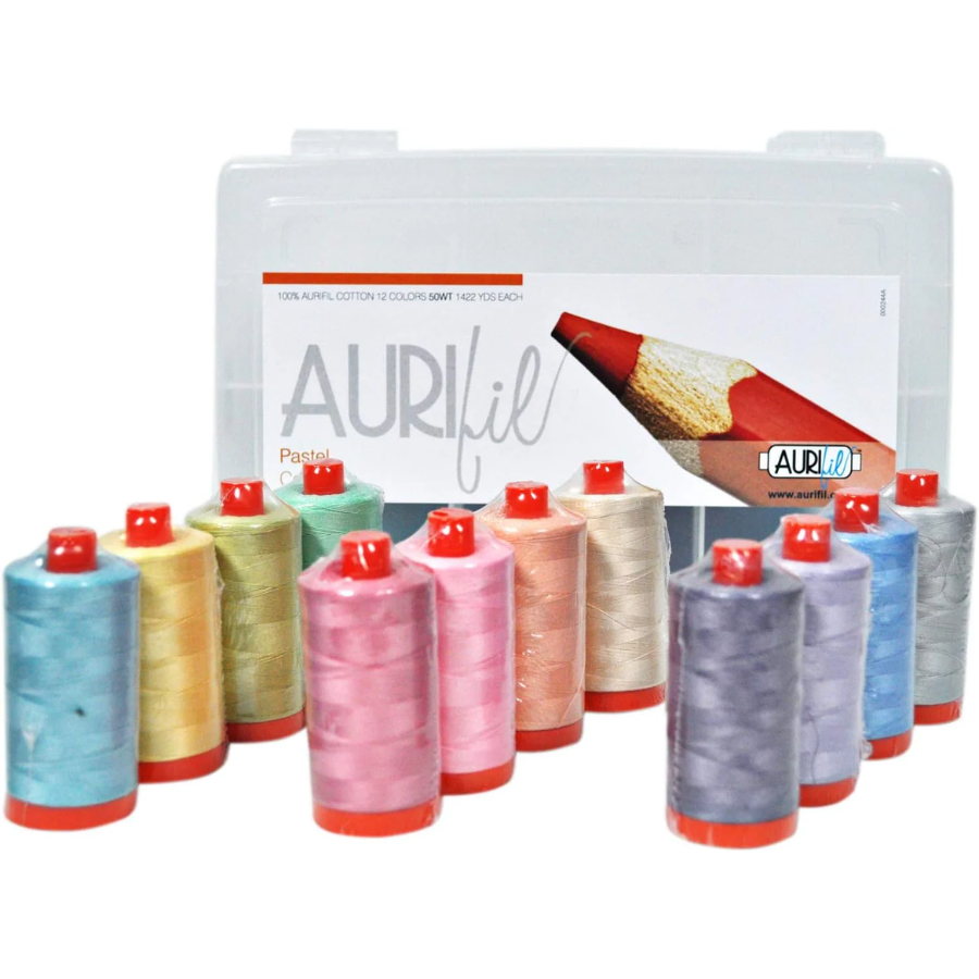 Aurifil Thread Set Pastel Collection 50wt Cotton 12 Large (1422 Yard) Spools by Aurifil