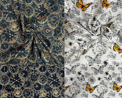 Steampunk- Cotton Printed Cotton Fabric. 100% Premium Cotton. By Meter,Half Meter, Long Quarter and Fat Quarter