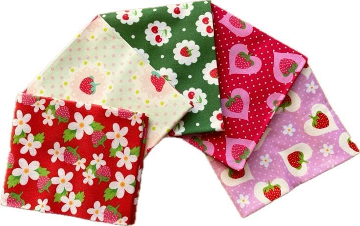 CraftsFabrics Stoffpaket mit Blumenmuster – Fat Quarters-Paket mit 5 Stoffen, 100 % Baumwolle, zum Basteln, Quilten und für Stoffe