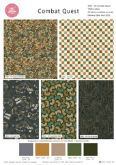 Combat Quest Printed Fabric 5Pcs 45cm x 55cm Wide Fat Quarter Bundle for Bean Bags, Play Zones and Childrens Crafting