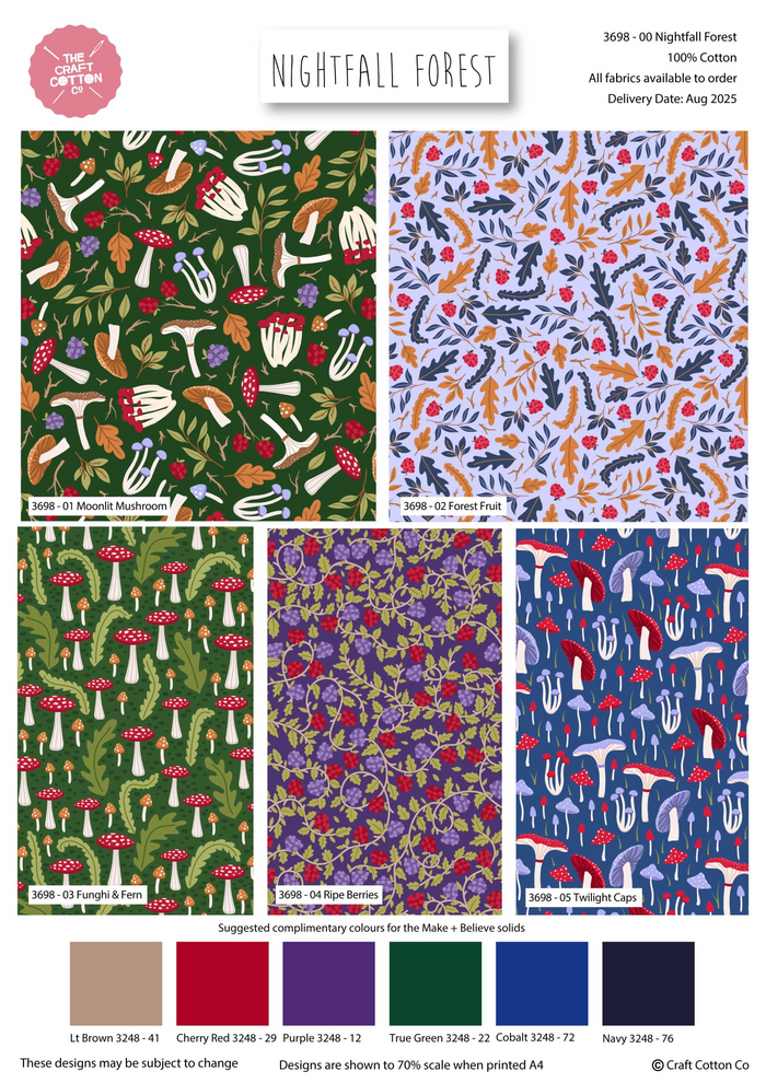 The Craft Cotton Co. Fat Quarter Bundle The Craft Cotton Co Nightfall Forest 100% Cotton 45x55cm Wide Fat Quarters Bundle for Quilting, Dressmaking, Patchwork