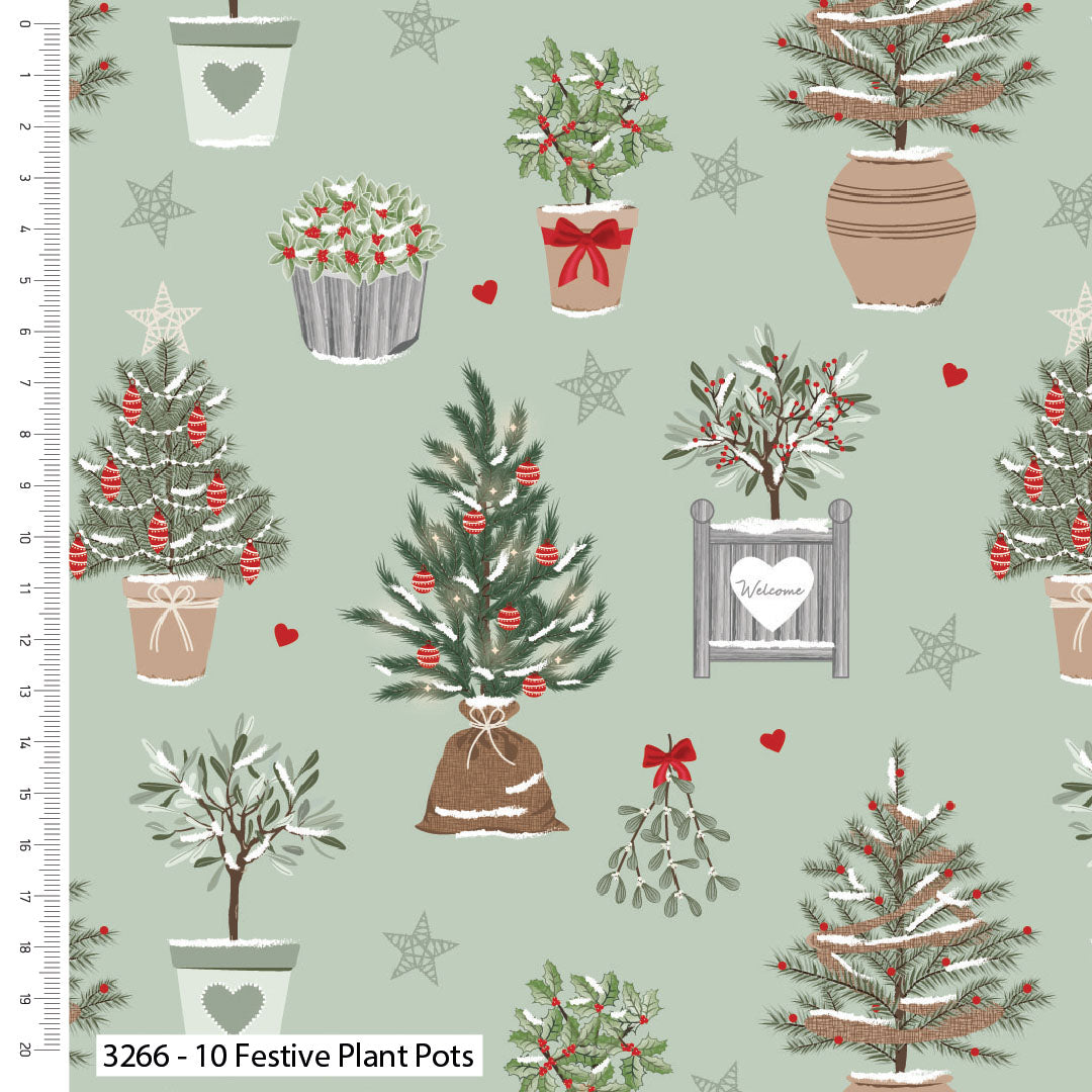 Bienvenue chez vous – Tissu de Noël imprimé en coton de qualité supérieure Victoria Louise – Tissu 100 % coton – Au mètre, demi-mètre, quart long ou quart large