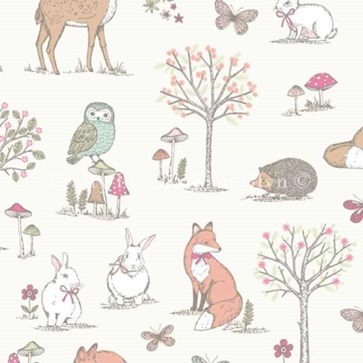 Crafty By Chatham Glyn Loose Fabric Woodland Forest Animals Fabric 100% Cotton Lifestyle Craft Fabric Material