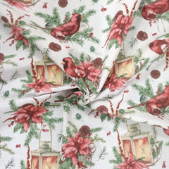 Christmas Cardinal 80% Cotton 20% Polyester 140cm Wide Crafty Cottons Digitally Printed Fabric Ideal For Crafting, Sewing, Quilting, Bunting, Patchwork