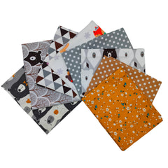 CraftsFabrics Lot de 8 tissus en coton imprimé animal 100 % coton, larges carrés de tissu à motifs renard et ours, pour bricolage, couture, matelassage et loisirs créatifs pour enfants
