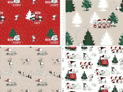 Peanuts Snoopy's Christmas Fun Fat Quarters 4 Pack (45cm x 55cm) 100% Cotton Craft Fabric Bundle for Children's Christmas Fabric