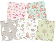 Woodland Forest Animals Fat Quarters, Pack of 5