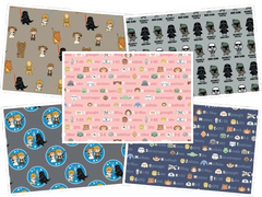 Star Wars Alphabet Tonal Kawaii Characters Kawaii Duo Tokens Imperial Quotes 100% Cotton 45x55cm Wide 5Pcs Fat Quarter Bundle for Crafting