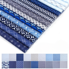 CraftsFabrics Indiago Blue Charm Pack-Precut 5-inch Cotton Fabric-Printed Fabric Squares-for Quilting,DIY Patchwork and Sewing Craft