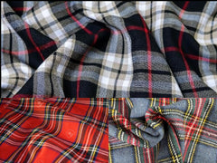 Brushed Tartan-Poly Wool Winter Check Printed Fabric 44’ Wide Approx. 100% Cotton- By Meter, Half Meter, Long Quarter or Fat Quarters