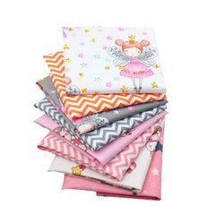CraftsFabrics 8 Stück 40 cm x 50 cm rosa Feen-Cartoon-Kinder-Fat-Quarters-Bündel, 100 % Baumwollstoff zum Quilten, Scrapbooking, Patchwork, Kunsthandwerk, Nähen von Baby-Mädchen-Kleidung, DIY-Projekte