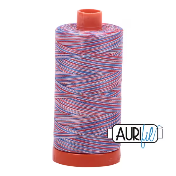 Aurifil Mako Cotton Embroidery Thread 50wt 1422yds Variegated - #3852 Blue/Red