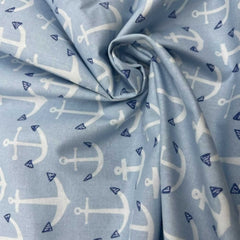 Tissu à petites fleurs bleu ciel Rose &amp; Hubble, popeline 100 % coton, au mètre/demi-mètre, pour le matelassage et la confection de vêtements (CP0938 SKY) 