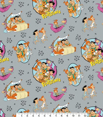 Flintstones Family Pebbles Cartoon Characters Cotton Grey 100% Cotton, Genuine Licensed Fabric Ideal for Crafts, Quilting, Sewing