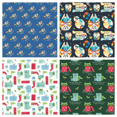 Star Wars The Mandalorian Baby Yoda Geschenkbox mit Weihnachtsdruck, 4er-Pack Fat Quarters Bundle, 100 % Baumwolle