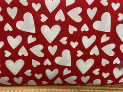 Rose And Hubble Cotton Poplin Fabric - Hearts Printed Valentine's Cotton Fabrics Craft Fabric Material (Ideal For Valentine's Day, Quilting)