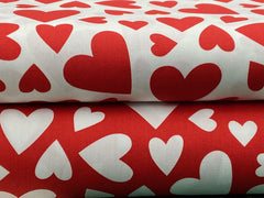 Rose And Hubble Cotton Poplin Fabric - Hearts Printed Valentine's Cotton Fabrics Craft Fabric Material (Ideal For Valentine's Day, Quilting)