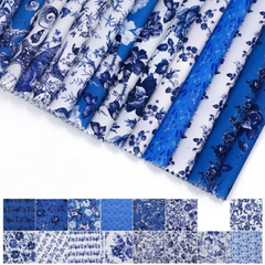 CraftsFabrics Blue Porcelain Charm Pack-Precut 5-inch Cotton Fabric-Printed Fabric Squares-for Quilting,DIY Patchwork and Sewing Craft