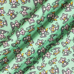 Crafty by Chatham Glyn Mint Monkeys 100% Cotton 112cm/44" Wide Digitally Printed Fabric  for Quilting, Sewing, Dressmaking, Home Decor