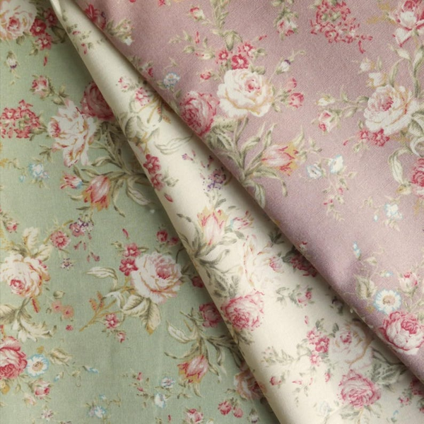 Rose & Hubble 100% Cotton Dusky Pink Rose Floral Print Woven