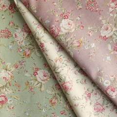 Rose & Hubble 100% Cotton Dusky Pink Rose Floral Print Woven Cotton Poplin Vintage Style Fabric