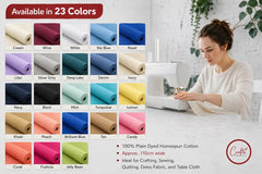 CraftsFabrics Plain Dyed Homespun Cotton Fabric