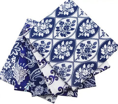 CraftsFabrics Porcelain Blue & White Floral Paisley Fat Quarters Bundle