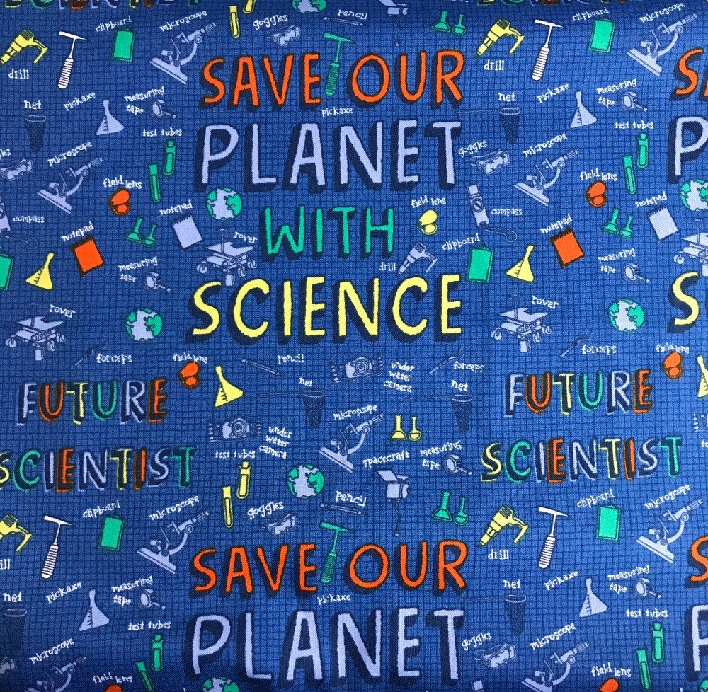 Natural History Museum - Future Scientist/ The Sciences Fabric - 100% Cotton Children's Novelty Fabric ( Ideal for Crafting, Sewing, Kid's)