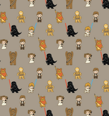 Star Wars Alphabet Tonal Kawaii Characters Kawaii Duo Tokens Imperial Quotes 100% Cotton 45x55cm Wide 5Pcs Fat Quarter Bundle for Crafting