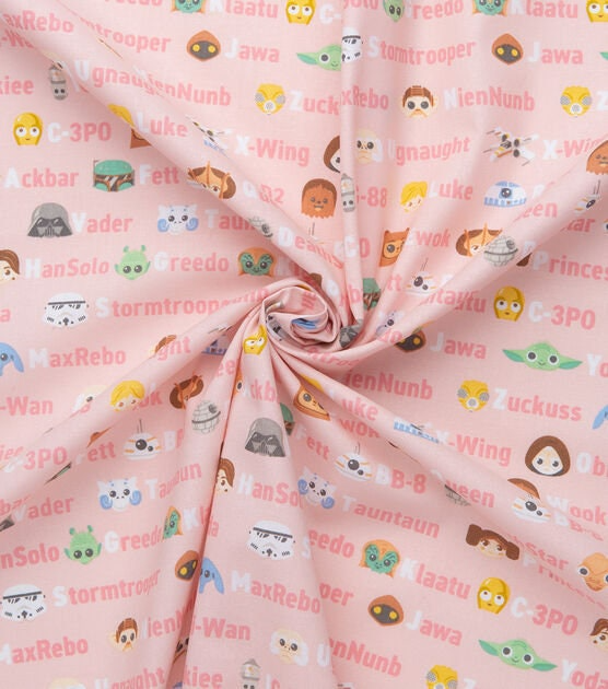 Star Wars Alphabet Tonal Print, Cotton Fabric, Pink Navy colour Pink Fat Quarter