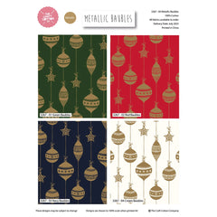 Metallic Baubles–Premium Cotton Christmas Printed Fabric-100% Cotton - By Meter, Half Meter, Long Quarter or Fat Quarters