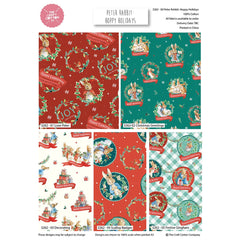 Hoppy Holidays-Peter Rabbit Christmas Organic Cotton Fat Quarters - 5pc Bundle of 100% Cotton for Quilting and Crafting.