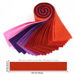 CraftsFabrics 100% Cotton 20Pcs (2.5" x 40") Crimson Twilight Jelly Rolls 140GSM Ideal for Quilting, Scrapbooking, Sewing, Arts & Crafts, Patchwork