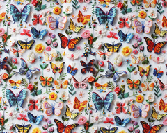 Little Johnny 100% Cotton Butterfly 3D Cotton 142cm Wide Digitally Printed Cotton Fabric Ideal For Crafting, Quilting, Home Décor, Kid's Craft