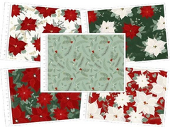 Craft Cotton Co. Jolly Poinsettia 100% Cotton Fabric 112cm/44" Wide for Crafting, Sewing, Patchwork, Home Décor