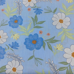CraftsFabrics 6pcs Blue Floral Printed 100% Cotton Wide Pre-Cut Fat Quarter