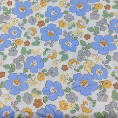 CraftsFabrics 6pcs Blue Floral Printed 100% Cotton Wide Pre-Cut Fat Quarter