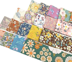 CraftsFabrics 40pcs Assorted Flower Pattern Jelly Roll Fabric Strips