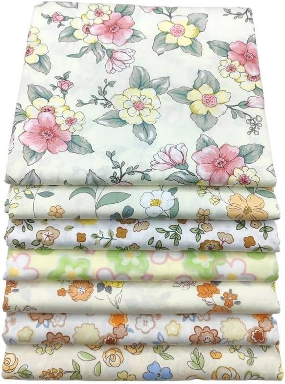 CraftsFabrics 7 Mixed Floral 100% Cotton 25x25cm Wide Pre-Cut Fat Quarter