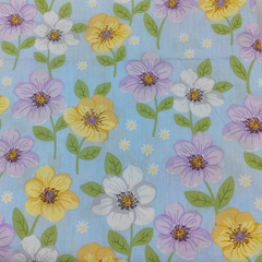 CraftsFabrics 6pcs Blue Floral Printed 100% Cotton Wide Pre-Cut Fat Quarter