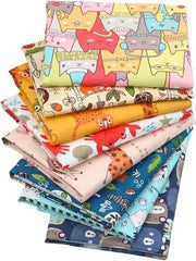 CraftsFabrics 8pcs 40cmx 50cm Cartoon Animals Children's Fat Quarters Bundle 100% Cotton