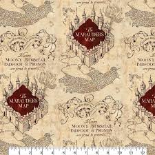 Camelot Harry Potter Marauder's Map Cotton Print Fabric, Beige