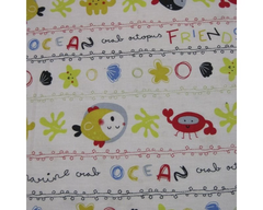 Little Johnny M + M Ocean Friends 100% Cotton 147cm Wide Animal Fabric For Crafting, Sewing, Dressmaking, Home Décor